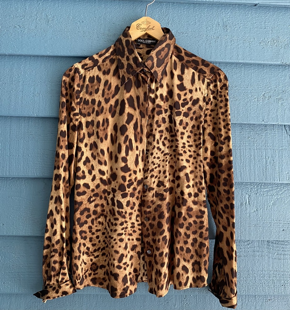 Leopard Print Button-Up Blouse - Brown - Picture 9 of 10